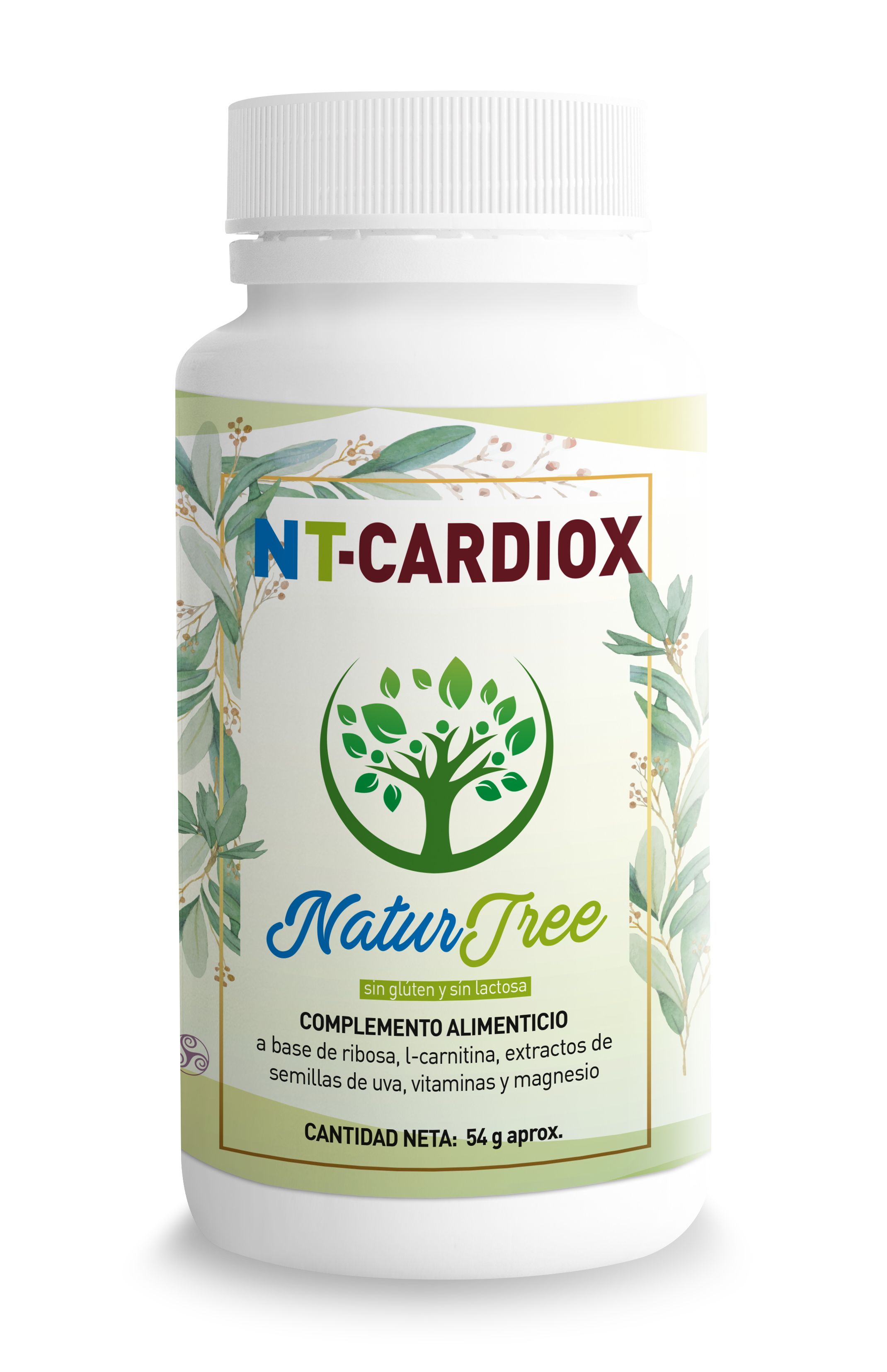 NT-Cardiox de NaturTree, complemento alimenticio con D-ribosa, L-carnitina, ubiquinol, vitamina C, magnesio, vitamina D3, vitamina K2 y selenio