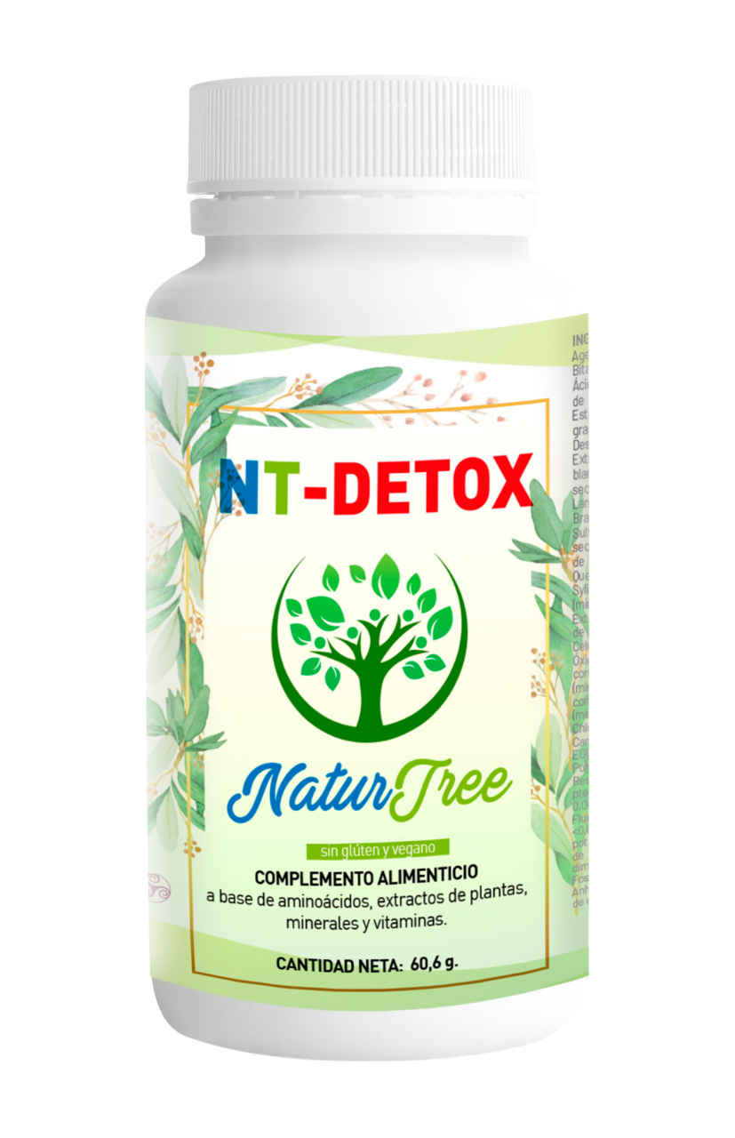 NT-Detox de NaturTree, complemento alimenticio con NAC, chlorella, cardo mariano, cúrcuma, zinc, selenio y vitamina B12